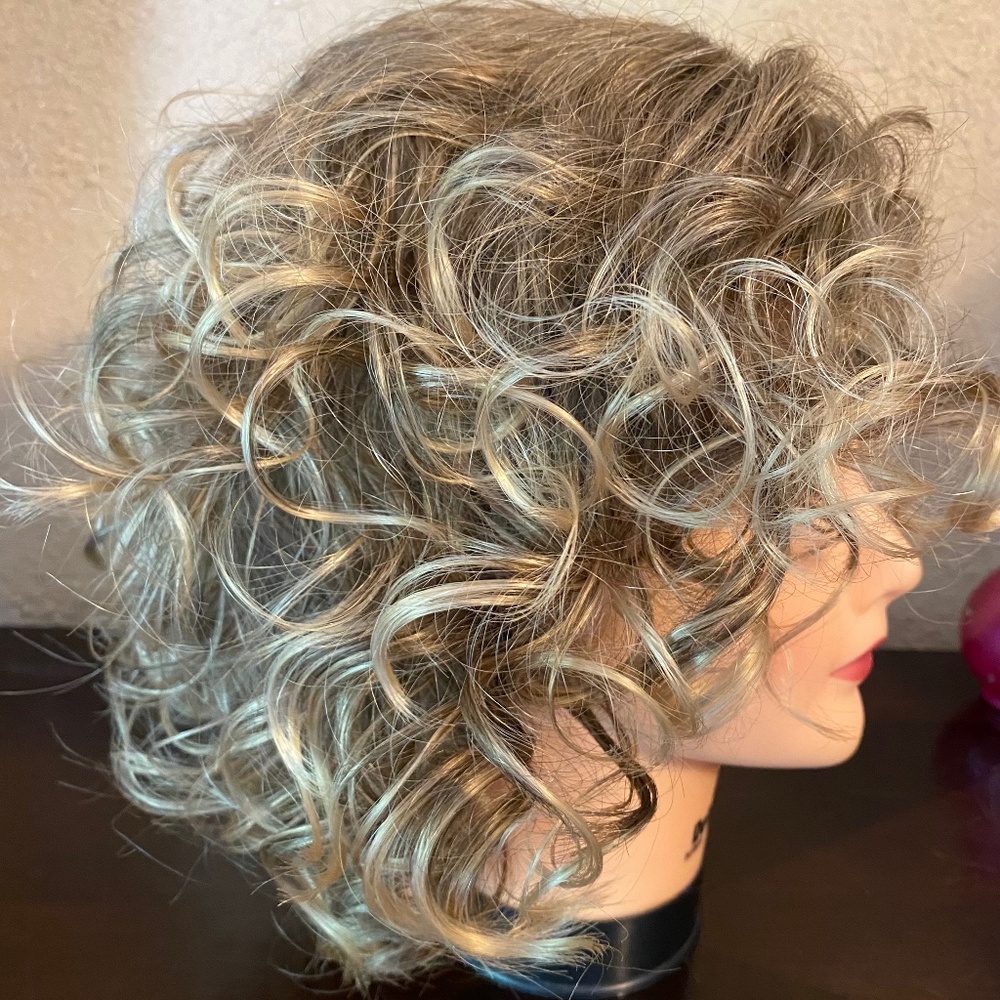 Ash Two Tone Blonde Short Curly Wig by Wig Pro Collection